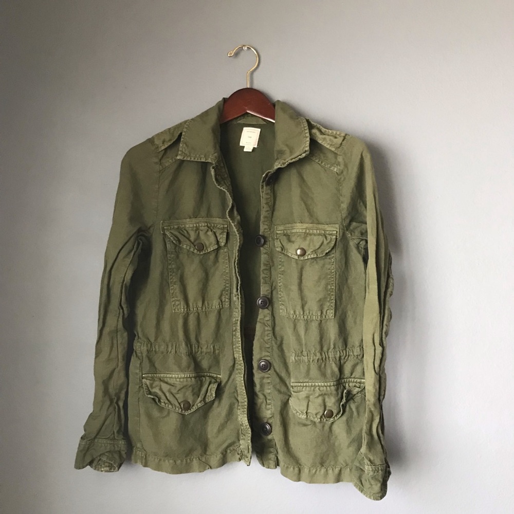 Linen Military Green Jacket by Gap